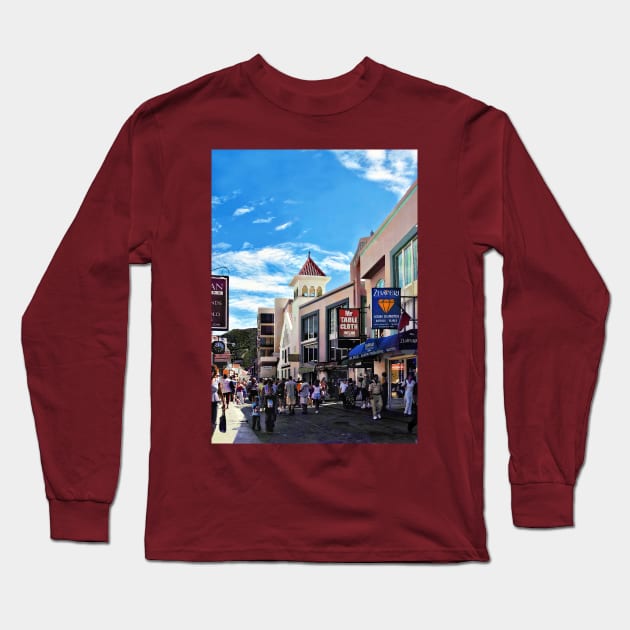 Caribbean - Philipsburg Sint Maarten - Shopping on Front Street Long Sleeve T-Shirt by SusanSavad